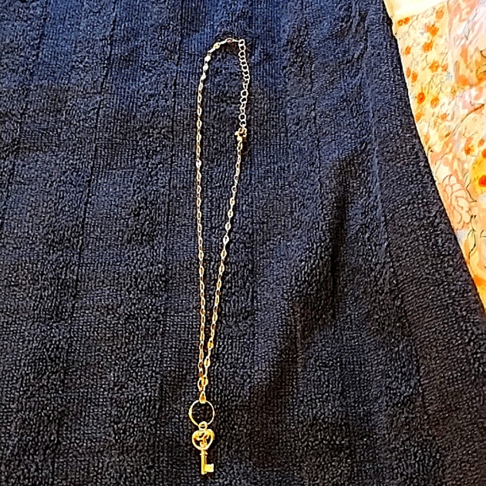 Ladies Necklace w Goldtone Key Pendant